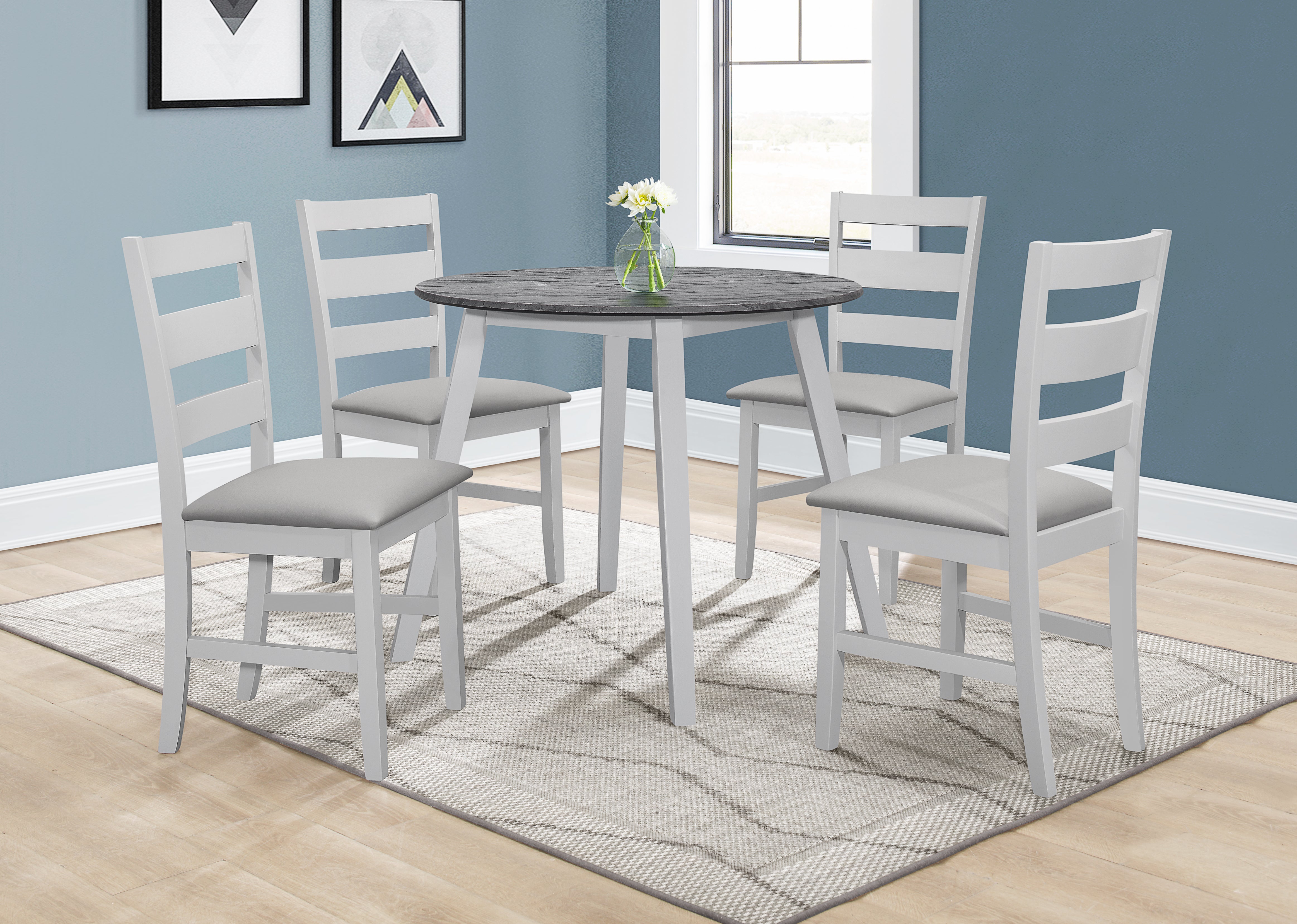 grey round dining set