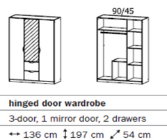 Arnstein 3 Door 2 drawer 1 Central Mirror Wardrobe JB