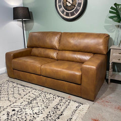 Aurora Italian Leather Sofa - Tan IM