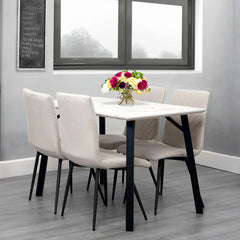 Dining Set - 1.2m Marble Table & 4 x CH66 Taupe Chairs - KT