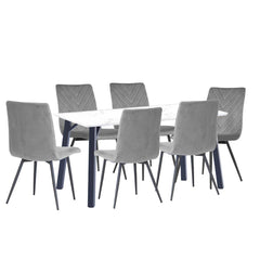 Dining Set - 1.8m Marble Table & 6 x CH66 Grey Chairs - KT