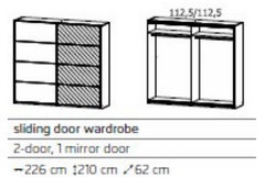 Belluno 2 Door 1 Mirror Sliding Wardrobe Artisan Oak JB