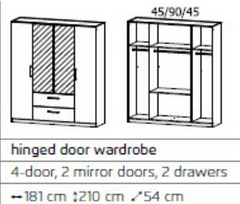 Ellesse 4 Door 2 Mirror 2 Drawer Wardrobe JB