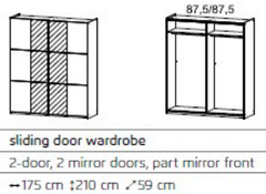 Fellbach Sliding 2 Door 2 1/2 Mirror Wardrobe JB