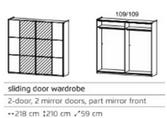 Kronach Two Sliding Door Mirrored Wardrobe 2.25m JB