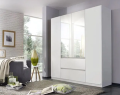 Mainz 4 Door 2 Mirror 2 Drawer Wardrobe Alpine White 1.8m JB