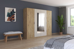 Monza 4 Door 2 Split Mirror Wardrobe 2.18m JB