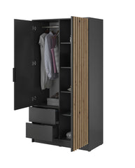 Nelly 2 Door Mirrored Wardrobe (105cm) - Graphite Lamela Artisan DE