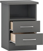 Nevada 2 Drawer Bedside 3D Effect Grey - WH