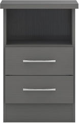 Nevada 2 Drawer Bedside 3D Effect Grey - WH