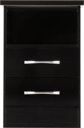 Nevada 2 Drawer Bedside Black Gloss - WH