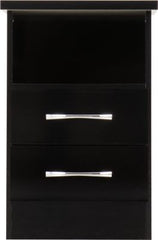 Nevada 2 Drawer Bedside Black Gloss - WH