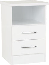 Nevada 2 Drawer Bedside White Gloss - WH