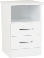 Nevada 2 Drawer Bedside White Gloss - WH
