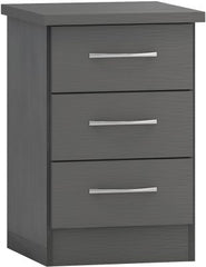 Nevada 3 Drawer Bedside 3D Effect Grey - WH