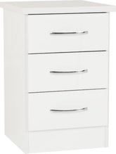 Nevada 3 Drawer Bedside White Gloss - WH