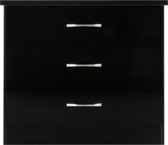 Nevada 3 Drawer Chest (Black Gloss) - WH
