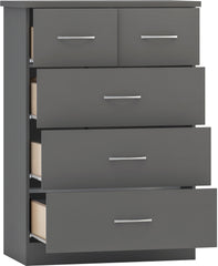 Nevada 3+2 Drawer Chest (3D Effect Grey) - WH