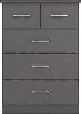 Nevada 3+2 Drawer Chest (3D Effect Grey) - WH
