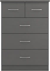 Nevada 3+2 Drawer Chest (3D Effect Grey) - WH