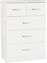 Nevada 3+2 Drawer Chest (White Gloss) - WH
