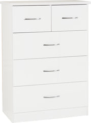Nevada 3+2 Drawer Chest (White Gloss) - WH