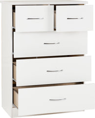 Nevada 3+2 Drawer Chest (White Gloss) - WH