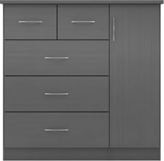 Nevada 5 Drawer Low Wardrobe (3D Effect Grey) WH