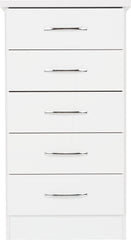 Nevada 5 Drawer Narrow Chest (White Gloss) WH