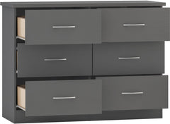 Nevada 6 Drawer Chest (3D Effect Grey) WH