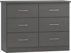 Nevada 6 Drawer Chest (3D Effect Grey) WH