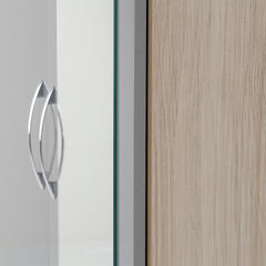 Nevada Mirrored 2 Door 1 Drawer Wardrobe Grey Gloss/Light Oak Effect WS