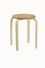 Olive Cream & Oak Stool - HJ