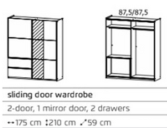 Sevilla 2 Door 1 Mirror 2 Drawer Sliding Wardrobe Alpine White JB
