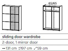 Sliderobe 2 Door 1 Mirror Wardrobe JB