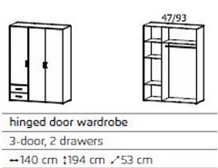 Voyager 3 Door 2 Drawer Wardrobe JB