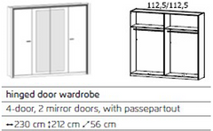 Zoey 4 Door 2 Mirrored Wardrobe JB