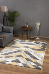gray and mustard rug