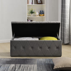 grey fabric blanket box