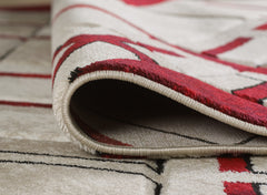red cream rug