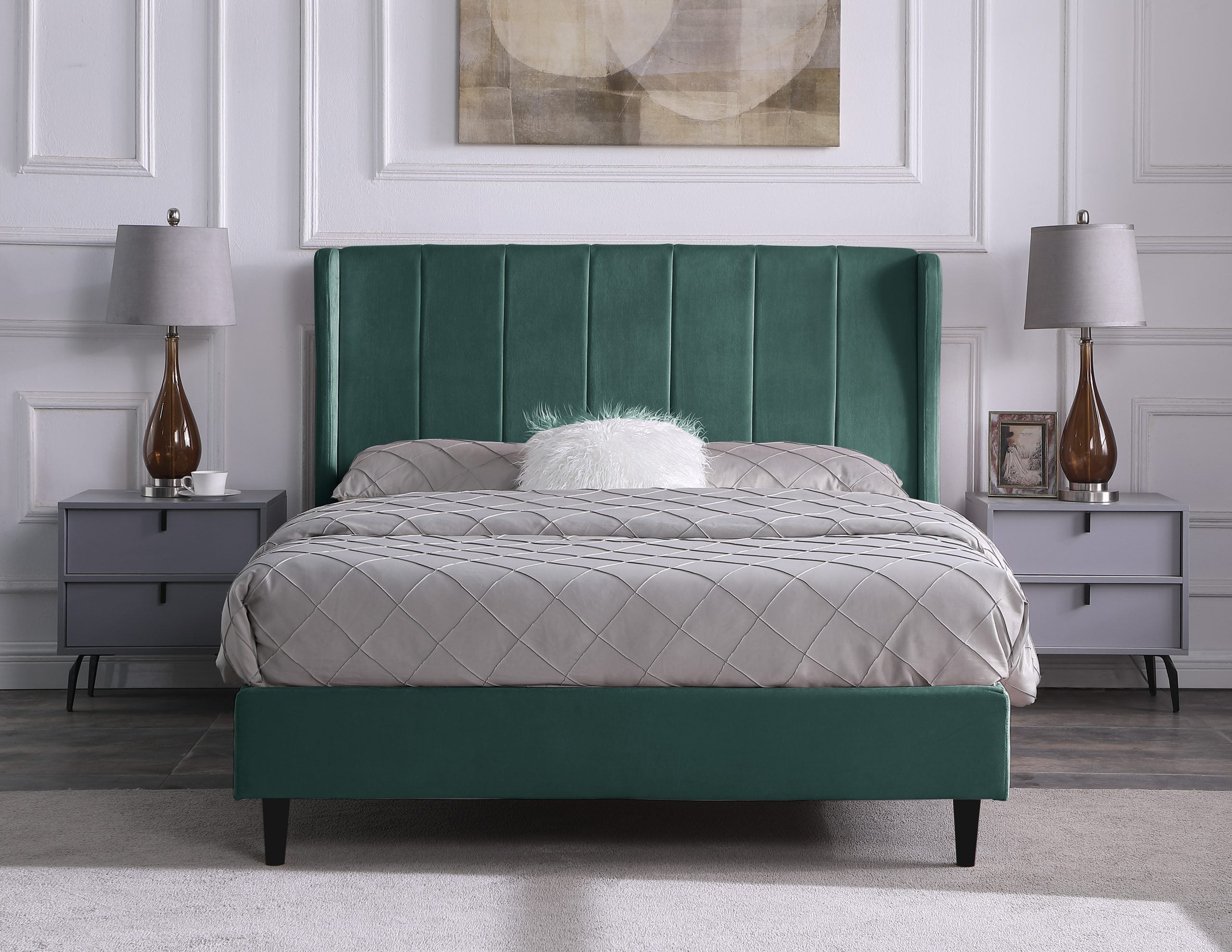 Amelia Bed - Green Velvet Fabric GI