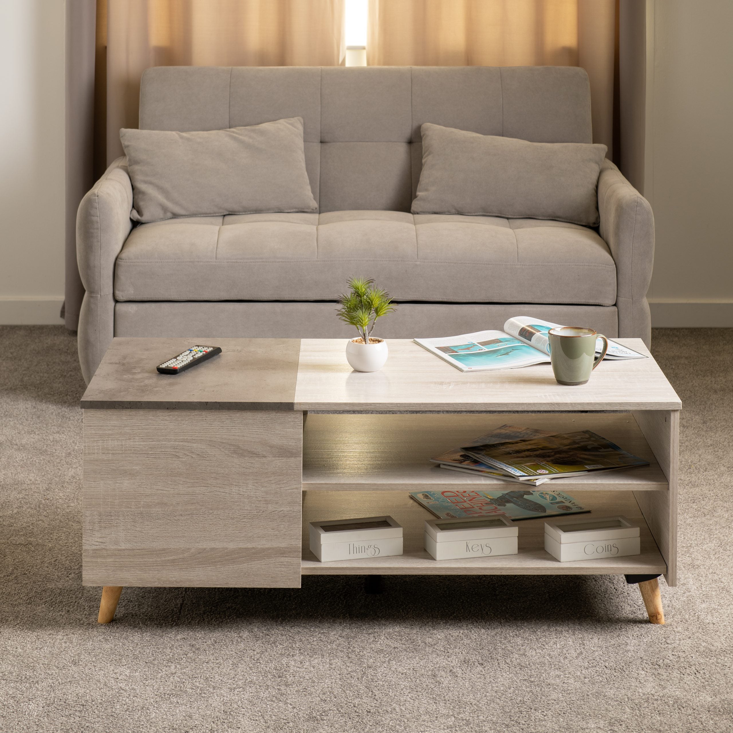 Aspen Coffee Table White Oak/Stone Effect - WH