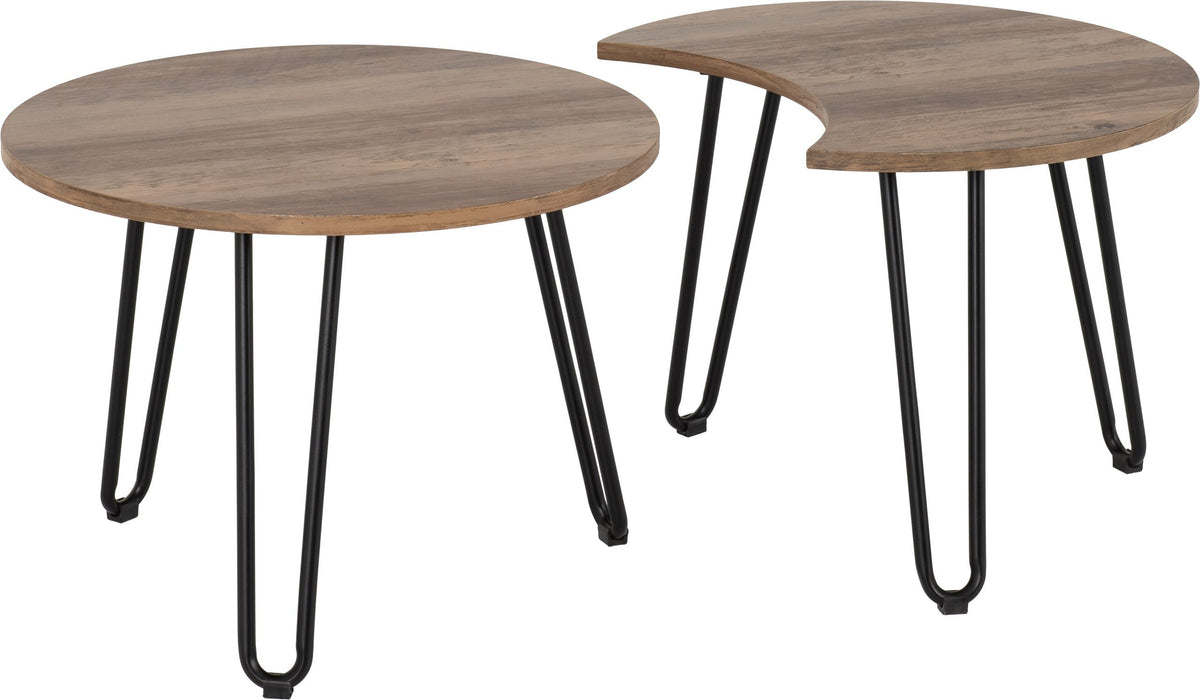 Athens Duo Coffee Table Set Medium Oak Effect/Black - WH
