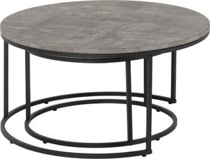 Athens Round Coffee Table Set Concrete Effect/Black