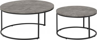 Athens Round Coffee Table Set Concrete Effect/Black - WH