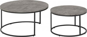 Athens Round Coffee Table Set Concrete Effect/Black