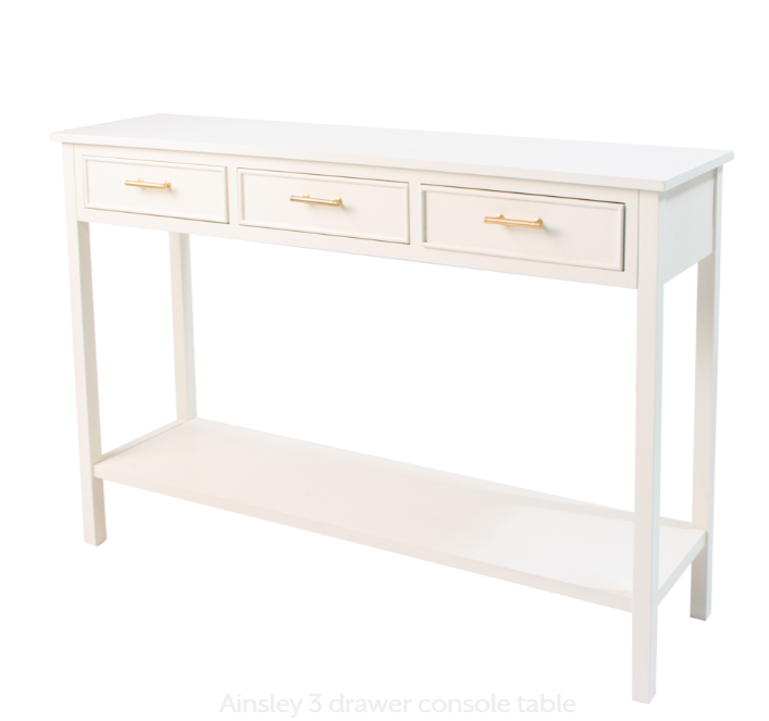 Ainsley 3 drawer console table