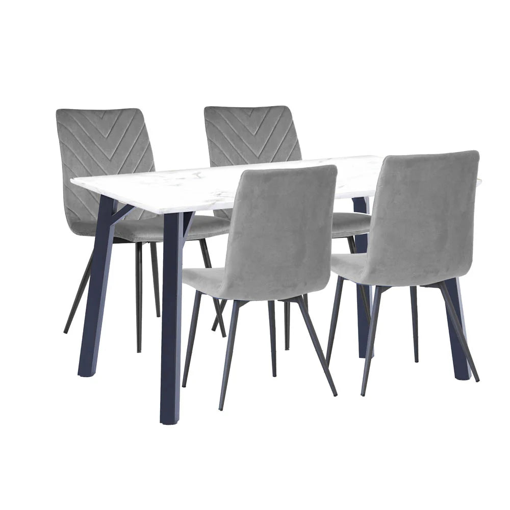 Dining Set - 1.2m Marble Table & 4 x CH66 Grey Chairs - KT