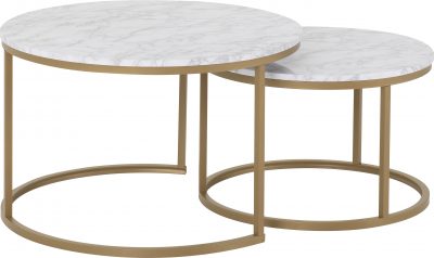 Dallas Round Coffee Table Set Marble/Gold Effect - WH