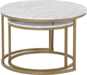 Dallas Round Coffee Table Set Marble/Gold Effect